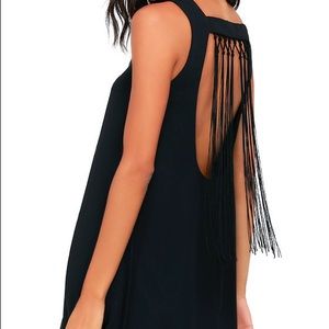 Lulu’s Feeling Fierce Black Fringe Shift Dress